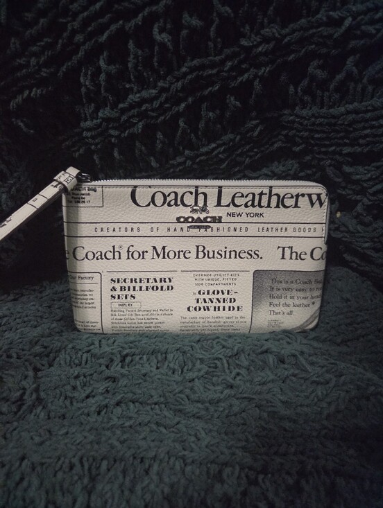 Coach Handbags - Coach White Newspaper Print Large Wristlet NWT